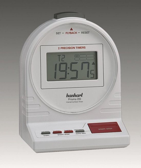 Hanhart tafel timer digitaal model Prisma 200 625.2625-00 1/100 sec. / 1/100 min. wit