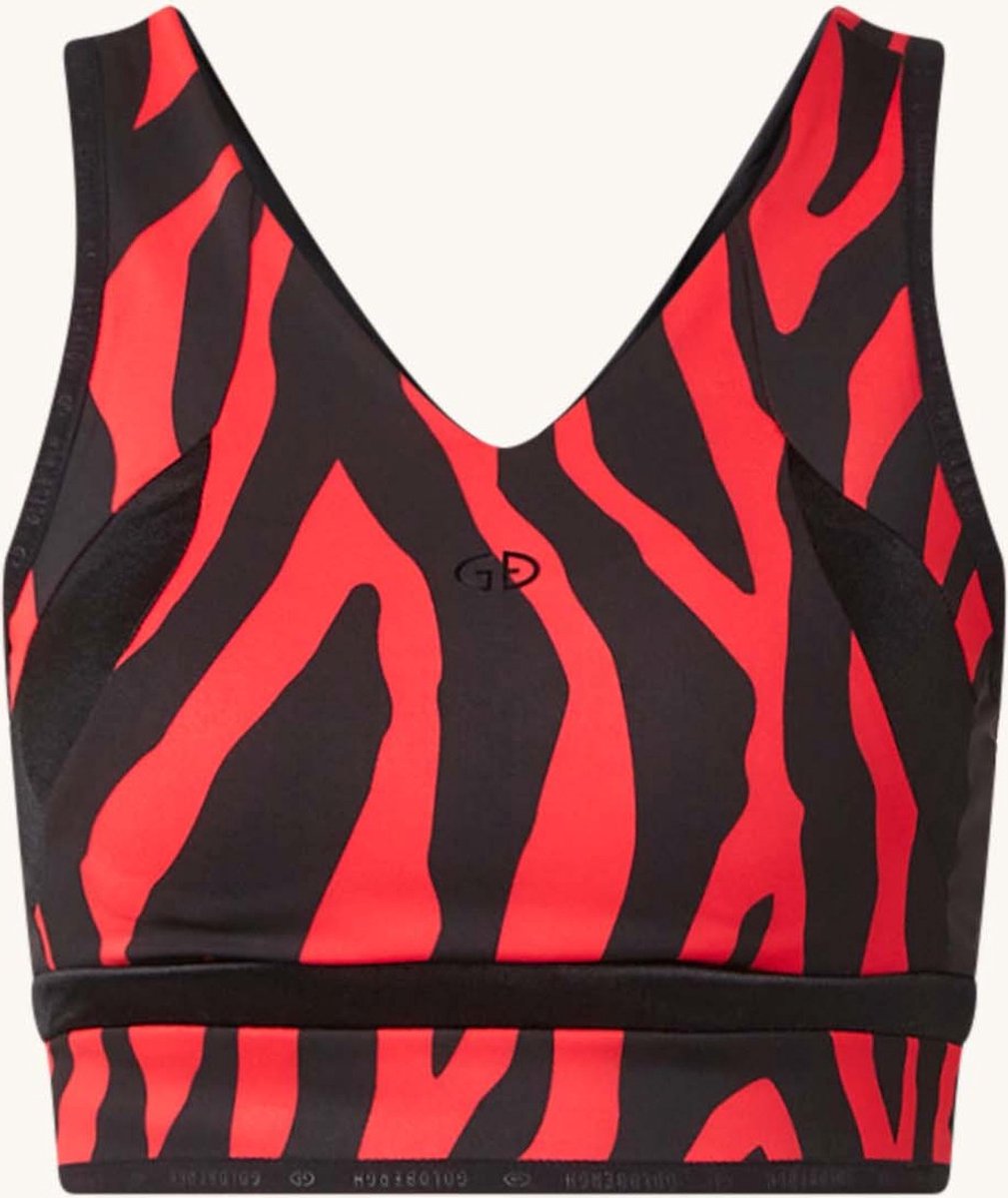 Goldbergh Talia sport bh met medium support en zebraprint - Rood/Zwart - Maat L