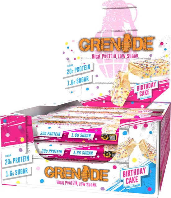 Grenade Protein Bars Birthday Cake 6 x 12 stuks - Voordeelverpakking