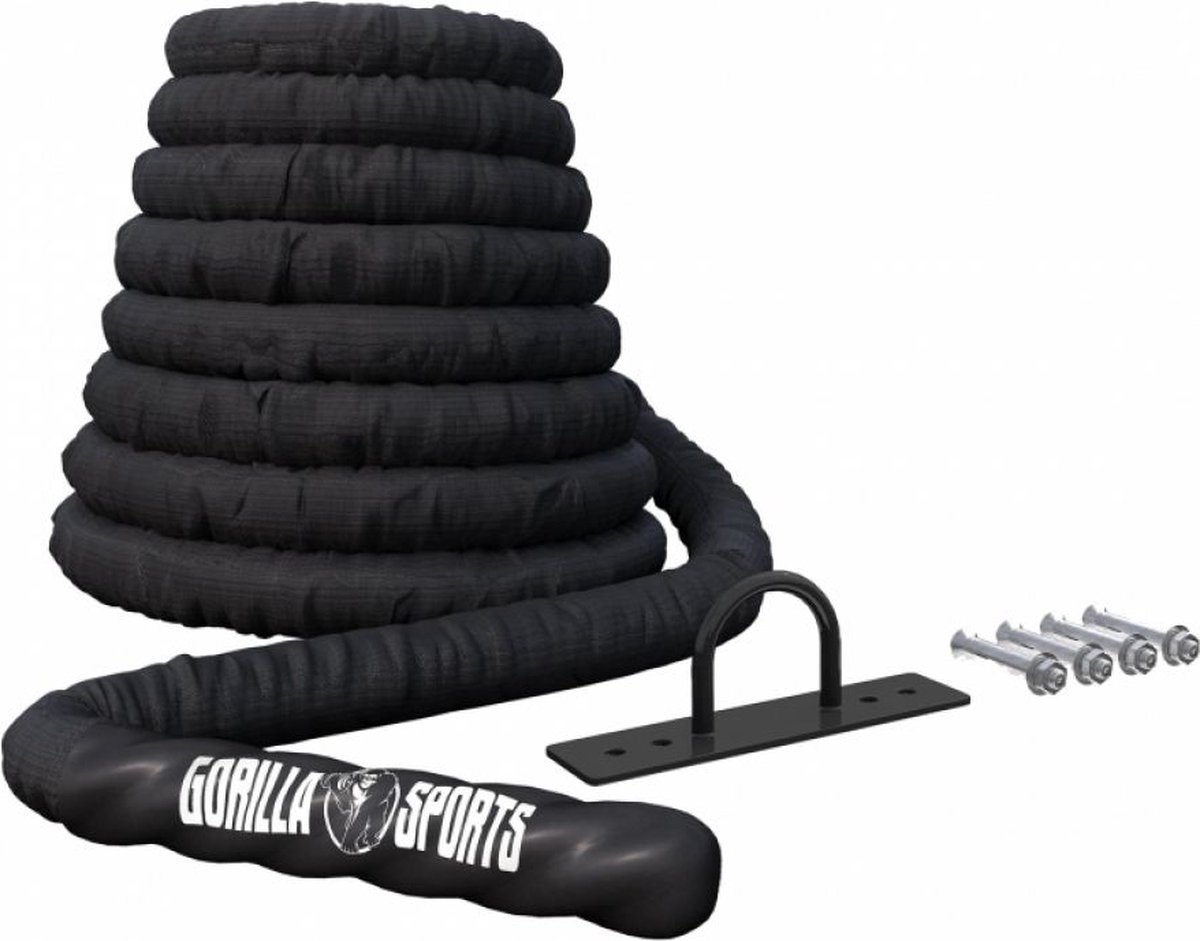 Gorilla Sports Power Rope - Incl. Muurbeugel - 15 meter - Dikte 38 mm