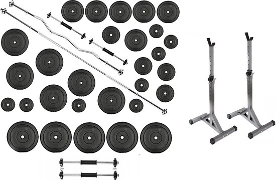 Halterset XXL 180 kg Gewichtenset + HALTERSTEUN