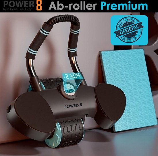 Power-8 Ab roller Premium : Optimale Core Workout: Multifunctionele AB Roller met Automatische Rebound - Abdominale Ab Wielroller voor Buikspieren - Kracht- en Spiertraining - plank roller voor buik - buikspierwielen- Afslanken - ab wheel - afvallen