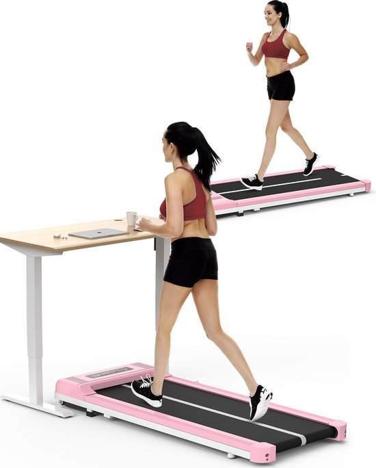 Loopband - elektrische loopband met afstandsbediening, Bluetooth en LED-display - 1-10KM/H - voor thuisgebruik en kantoor - Roze