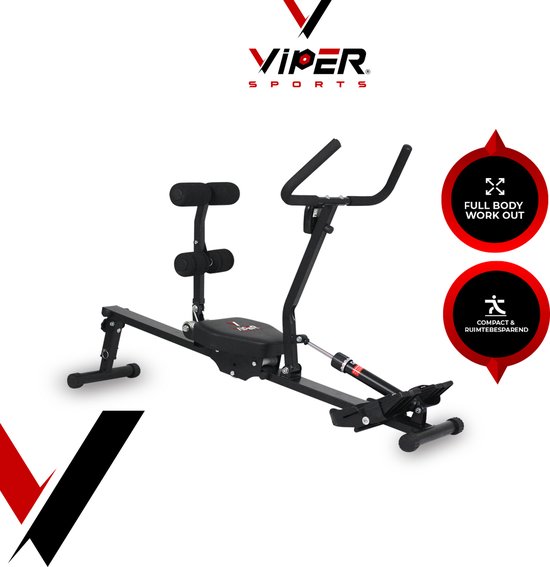 Viper Sports Valkyrie – Roeitrainer – Roeimachine – Hydraulische weerstand – 126 x 46 x 82 cm - Zwart