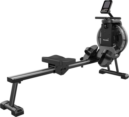 Skandika Mora Water Roeimachine – Roeitrainers - Roeimachine – Roeiapparaat – Fitness voor thuis, met waterweerstand – Kinomap App Compatible, Bluetooth, Computer, Tablet Houder – Ruimtebesparende Roeimachines – Roeimachines - zwart