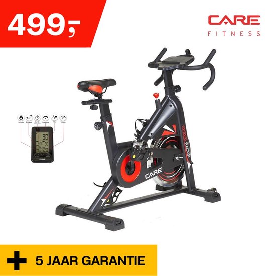 Care fitness® Speedracer Racefiets - Antislip pedalen - Verschillende weerstanden - RPM meter - Met trainingsprogramma's - In hoogte verstelbaar - Cardio - Cardio fiets - Sporten thuis - Fitness fiets - racefiets - spinning - 5 jaar garantie