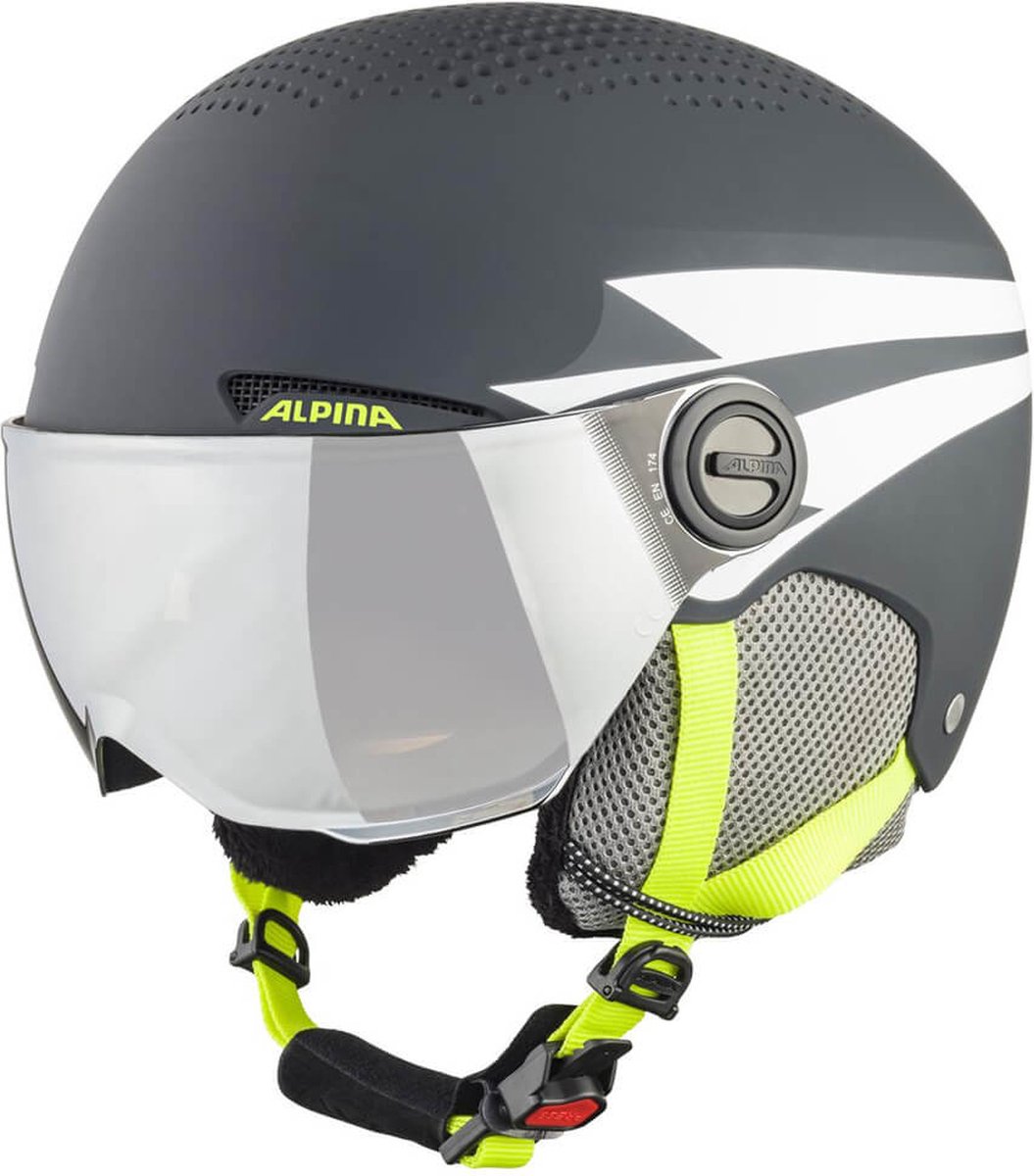 Alpina Zupo Visor Junior Skihelm Met Vizier - Charcoal Neon Matt | Maat: 54 - 58 cm