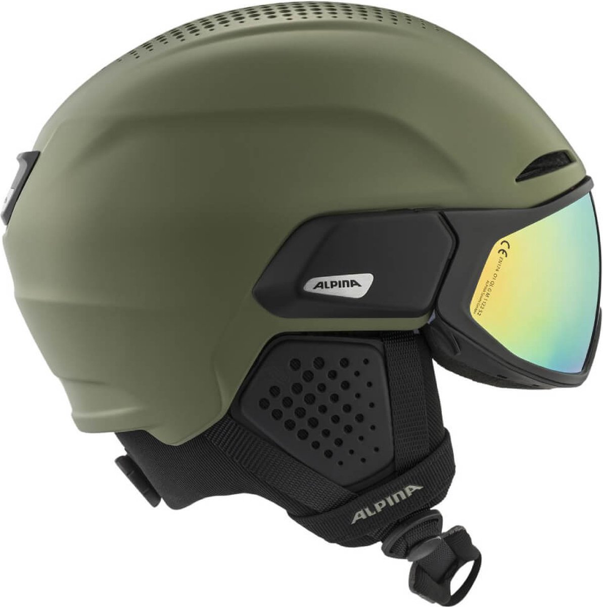 Alpina Alto Q Lite Skihelm Met Vizier 2023 | Olive Matt | Quatroflex Lite Morror (Cat. 2) | Maat: 55 - 59 cm