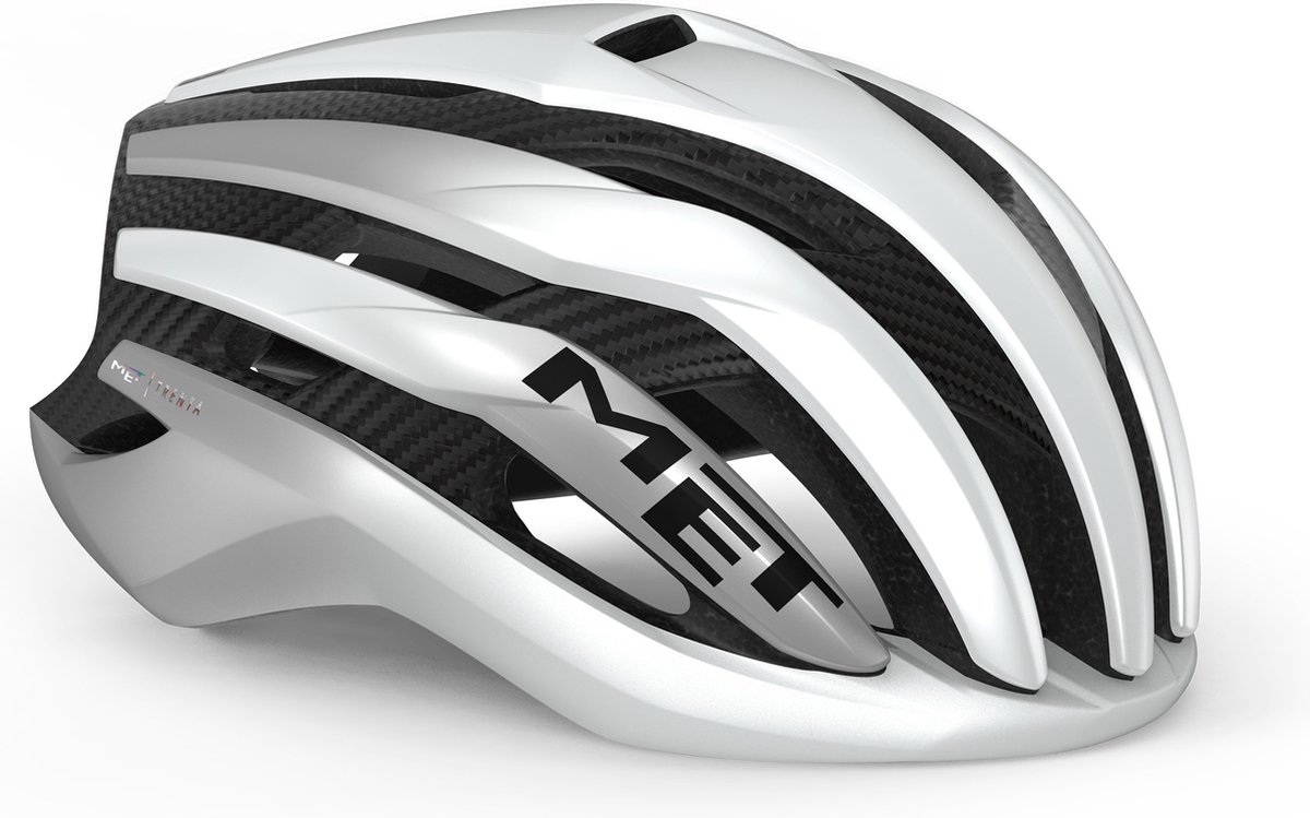 MET Trenta 3K Carbon MIPS Fietshelm - Maat M - White Silver Metallic Matt