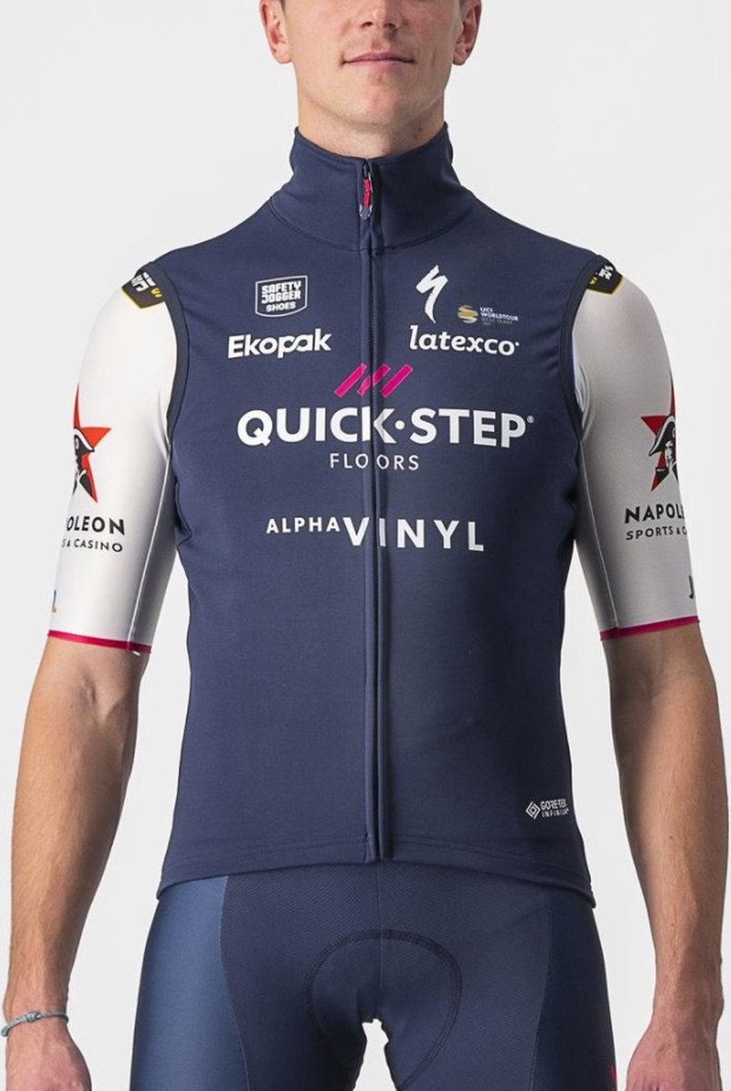 Castelli Fietsjack Mouwloos Rain or Shine Heren Blauw - Quick-Step Alpha Vinyl PERFETTO ROS VEST BELGIAN BLUE-L