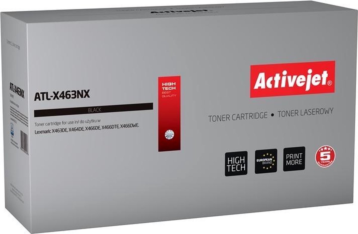ActiveJet ATL-X463NX Toner voor Lexmark-printer; Lexmark X463X21G Vervanging; Opperste; 15000 pagina's; zwart.