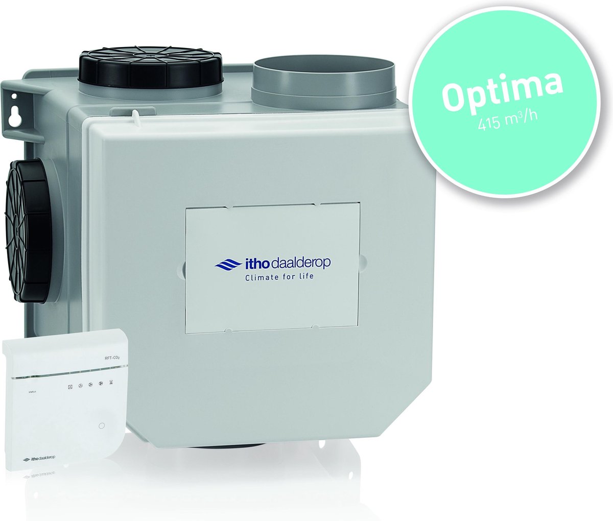 Itho Daalderop CVE-S S CO2 Optima pakket HE 415m3/h + ingebouwde RV vochtsensor + CO2 bediening - euro stekker