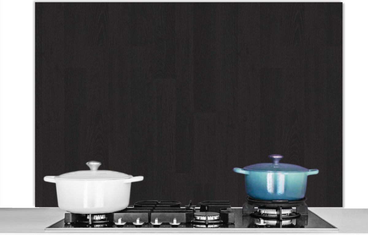 Spatscherm Keuken - Kookplaat Achterwand - Spatwand Fornuis - 120x80 cm - Plank - Zwart - Patronen - Aluminium - Wanddecoratie - Muurbeschermer - Hittebestendig