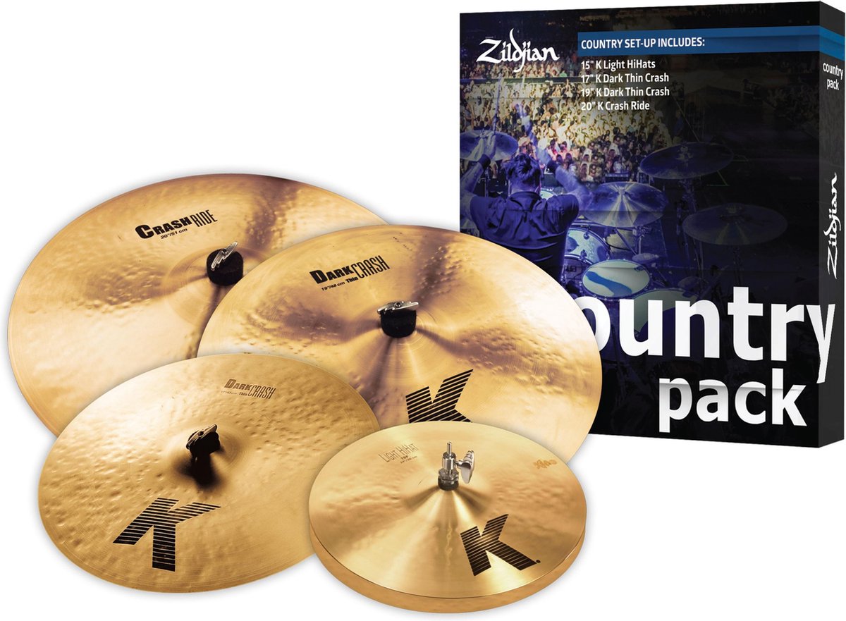 Zildjian K Country Pack Boxset - Bekkenset met 15 hihat/17 crash/19 crash/20 ride