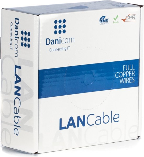 DANICOM CAT5E FTP 100 meter internetkabel op rol stug - LSZH (Eca) - netwerkkabel