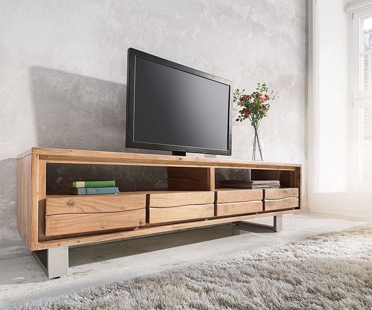 TV-tafel Live-Edge acacia natuur 190 cm 2 compartimenten 4 laden boomrand