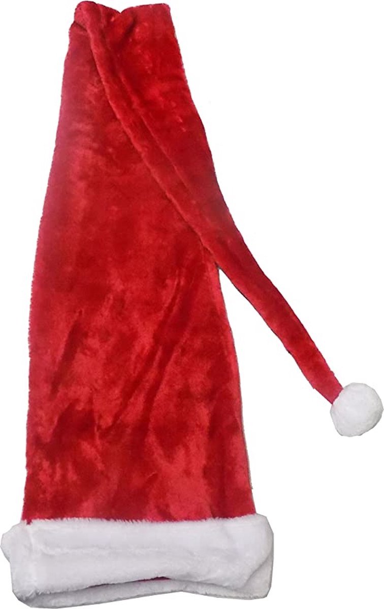 Lange Kerstmuts - 145 cm - Luxe Kerstmuts - XXL Met Bont - 30 Stuks