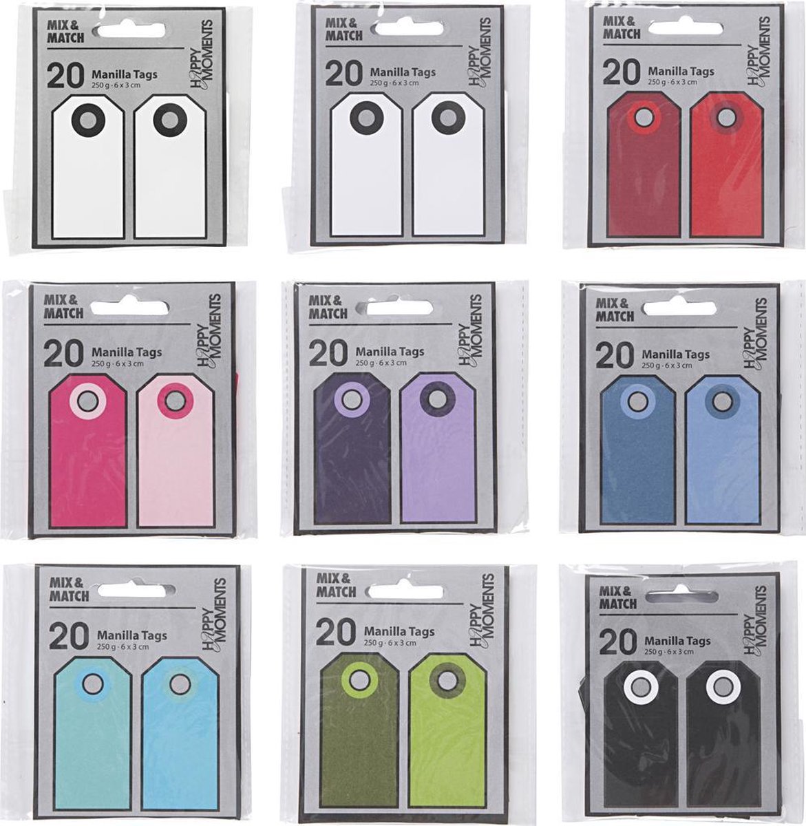 Manilla Labels div. kleuren 30x60mm - 30x20 st