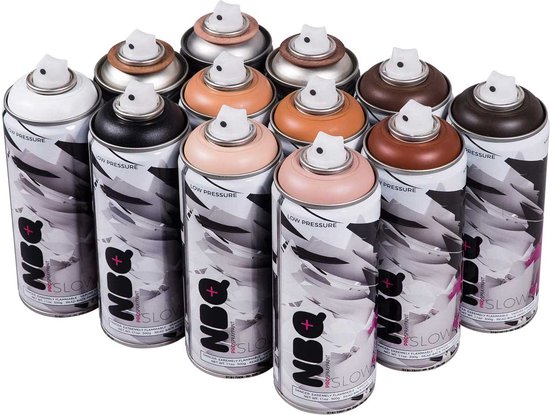NBQ Slow Pro - Spray Paint - Skin Tones - voordeelpakket van 12 kleuren