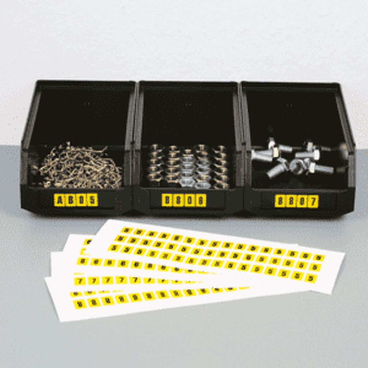 Set cijfer stickers 0-9 - zelfklevende folie - 20 kaarten - geel zwart teksthoogte 50 mm