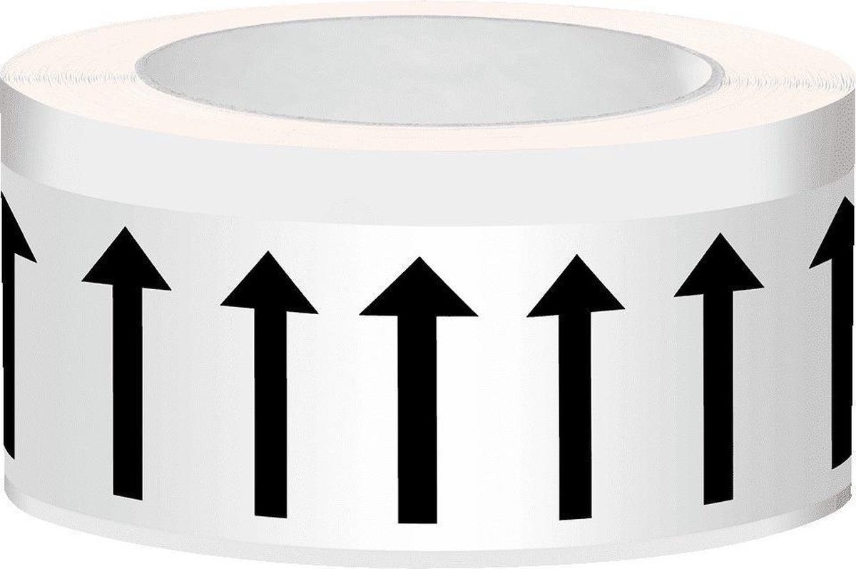 Stroomrichtingspijlen, polyesterfolie, op rol Wit, zwart