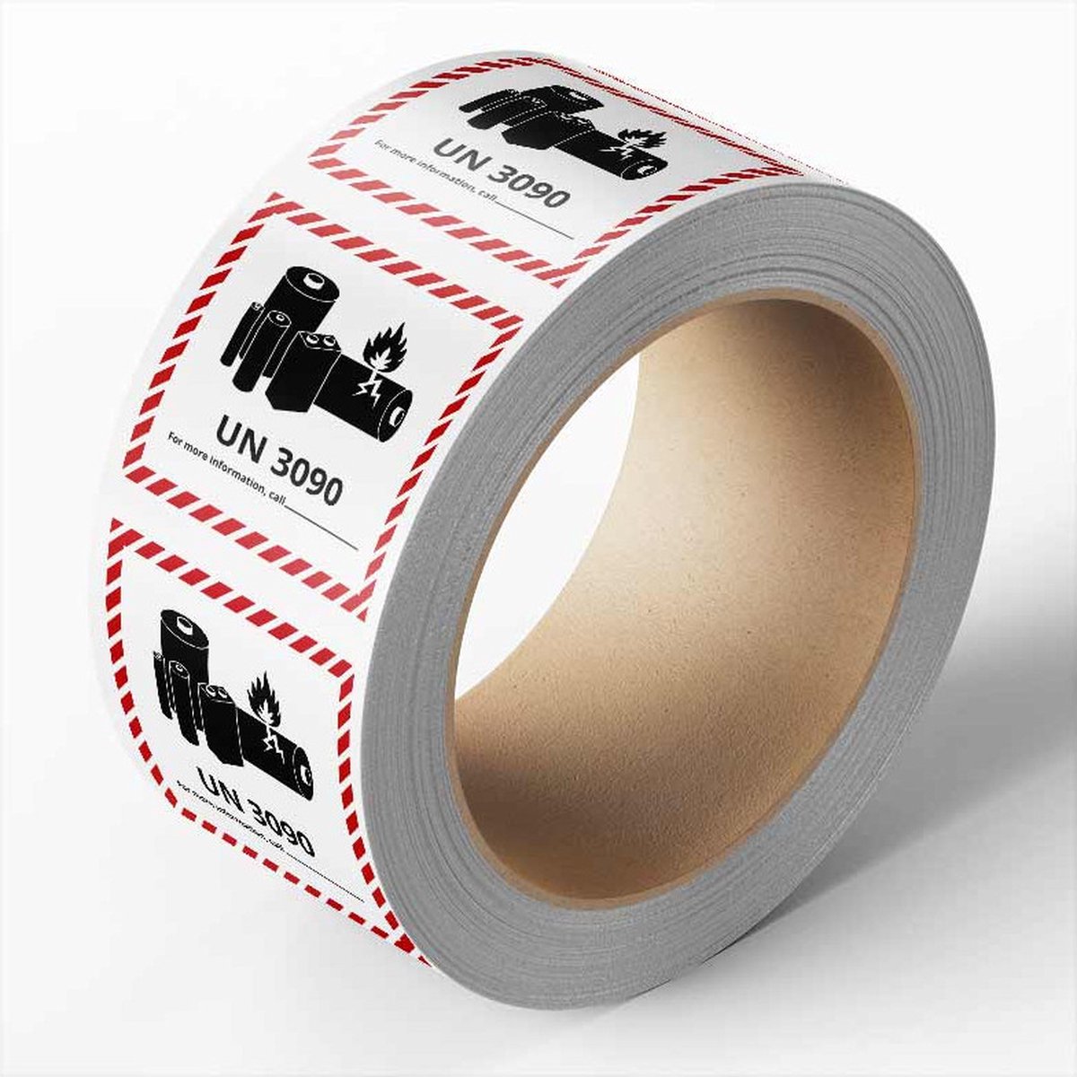 UN3090 sticker op rol met telefoonnummer 200 x 200 mm - 105 per rol