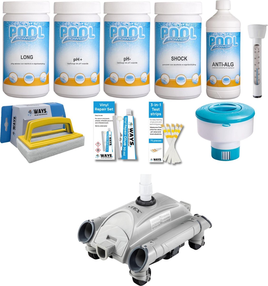 WAYS - Zwembad Onderhoud - Pakket Large Deluxe & Automatische Zwembad Stofzuiger