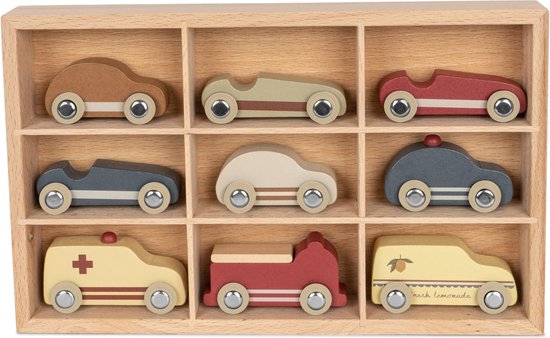 Konges Sløjd houten mini auto's - 9 stuks