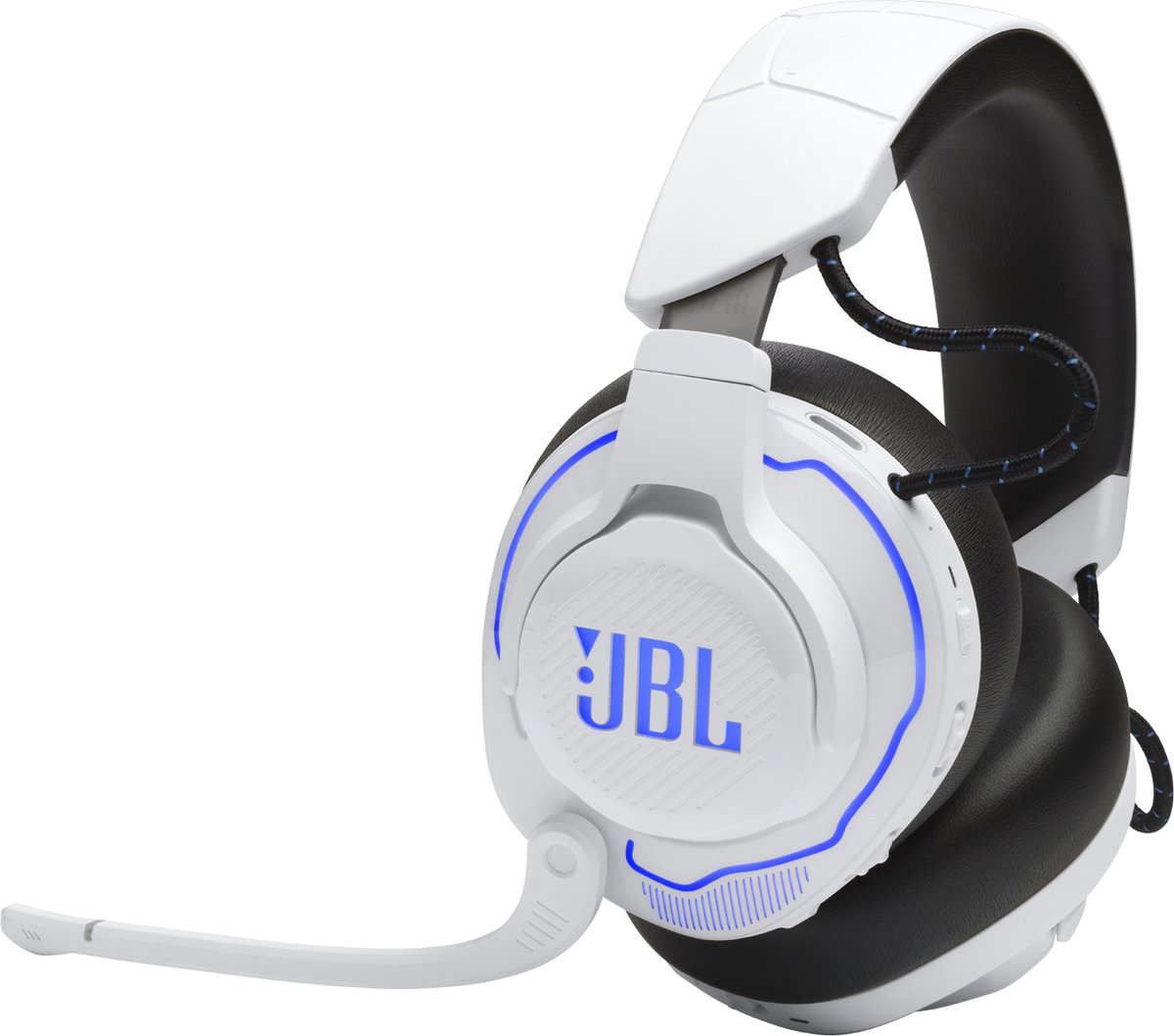JBL Quantum 910P Wit/Blauw - Gaming Headset voor PlayStation - Draadloos - Bluetooth/2.4GHz USB - Over-ear - PS4/PS5, PC & Nintendo Switch