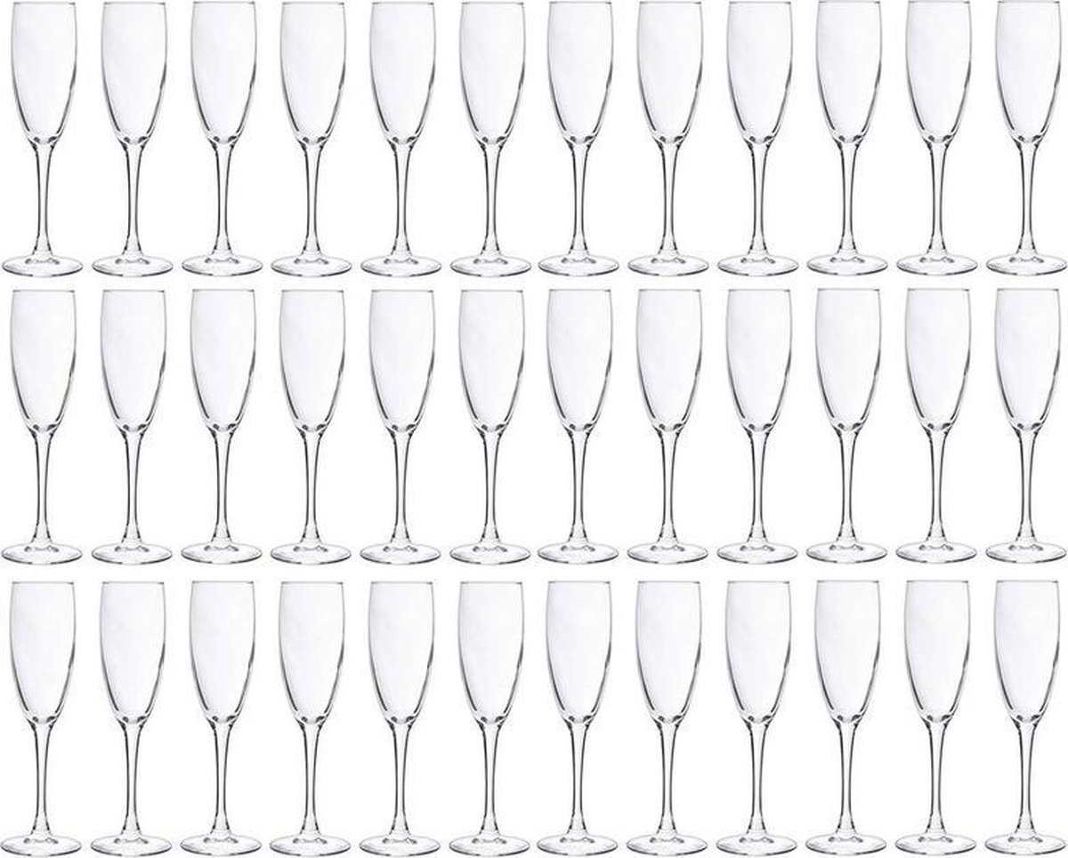 36x Champagneglazen/flutes 190 ml - 19 cl - Champagne glazen - Champagne drinken - Champagneglazen van glas