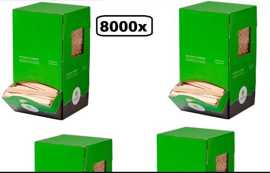 8000x Roerstaafjes hout 10mmx110mm