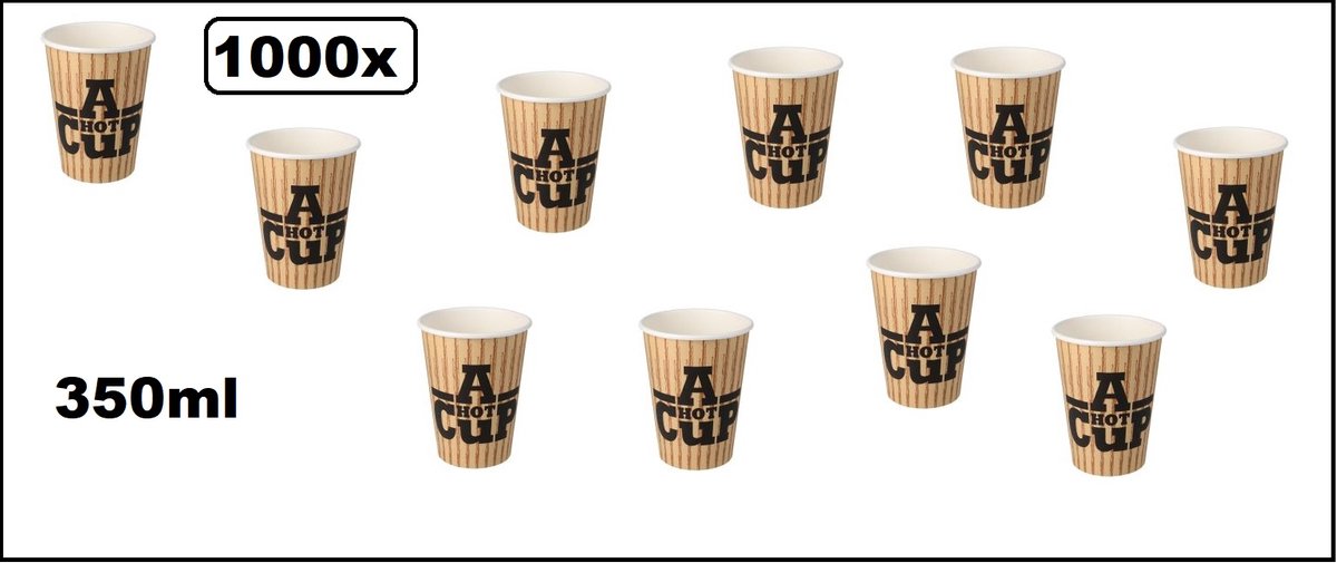 1000x Koffiebeker karton A Hot Cup 350ml - Koffie thee chocomel soep