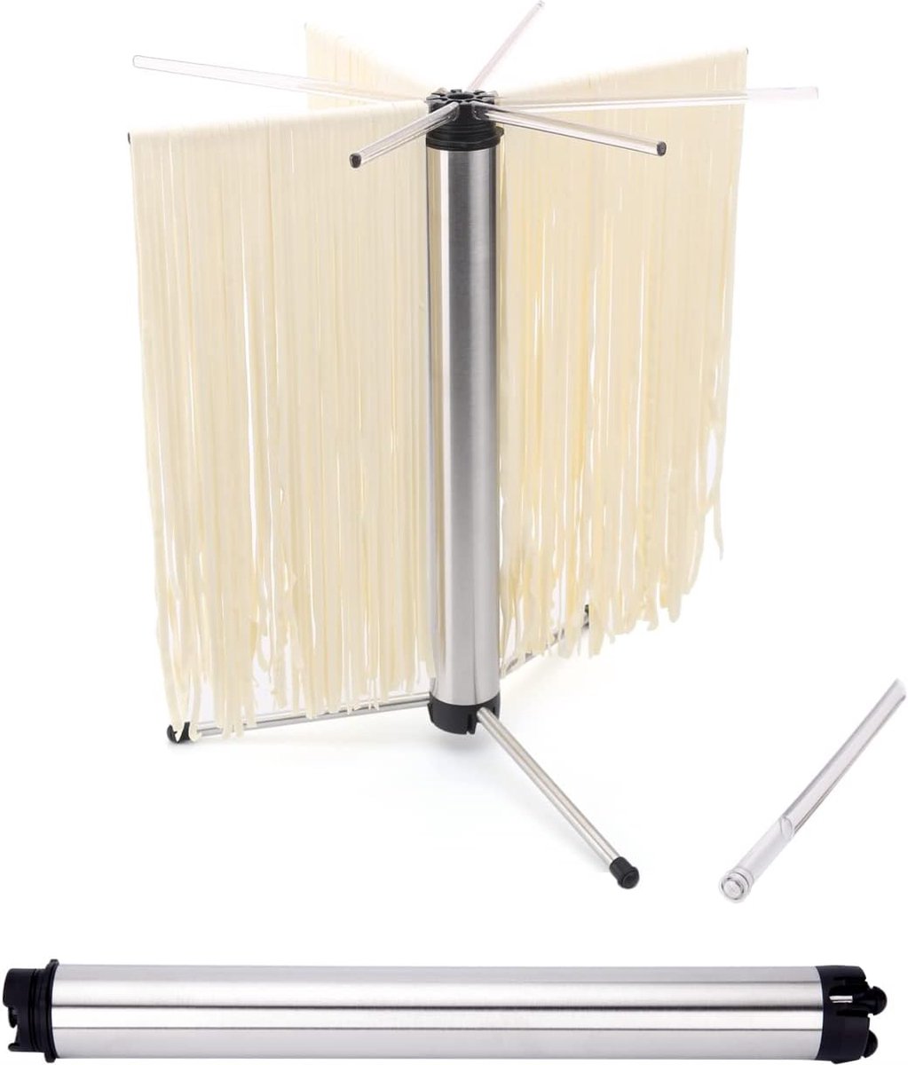 Noodle Droger voor maximaal 3 kg Pasta, Compact voor eenvoudige opslag, Snelle installatie, Roterend systeem & Gemakkelijk over te brengen, Antislipvoeten, Verwijderbaar voor eenvoudige reiniging.