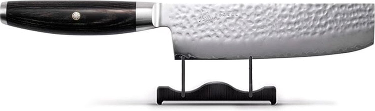 Yaxell Japans - Serie Ketu - Nakiri - VG10 Staal - 61 HRC - Lemmet 16.5 cm - 3 Lagen Damaststaal - Zwart Pakka Wood Heft