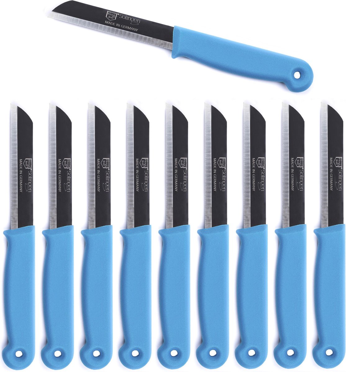 Solingen Schilmesje - RVS Glad - 18,5 cm met "Blade Cover" - Turquoise - 500 Stuks