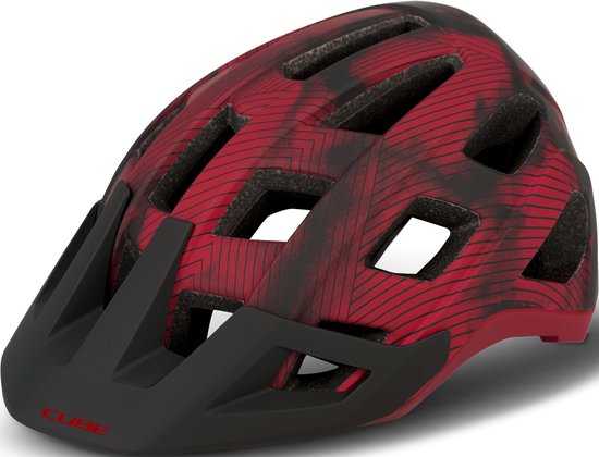 CUBE Fietshelm Badger - Endurahelm - 21 Ventilatiegaten - Antibacteriële Coolmax - Verstelbaar - EPS Double In-Mould - 56-59 cm - M - Rood