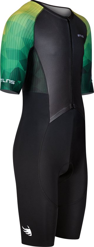 BTTLNS trisuit - triathlon pak - PRO Aero trisuit - trisuit korte mouw heren - langeafstand triathlon - Nemean 1.0 - groen - M