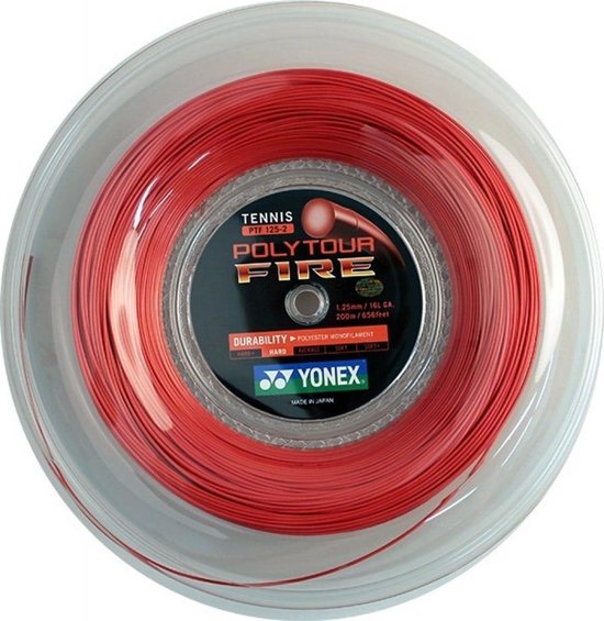 Yonex Tennissnaar Polytour Fire 1,25 Mm 200 Meter Rood