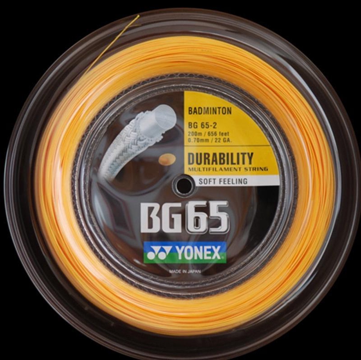 Yonex BG65  badmintonsnaren - 200m - oranje - duurzaam