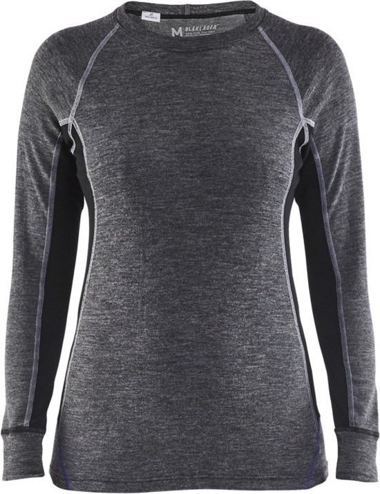 Blaklader Dames onderhemd, 100% Merino WARM 7200-1732 - Medium Grijs/Zwart - S