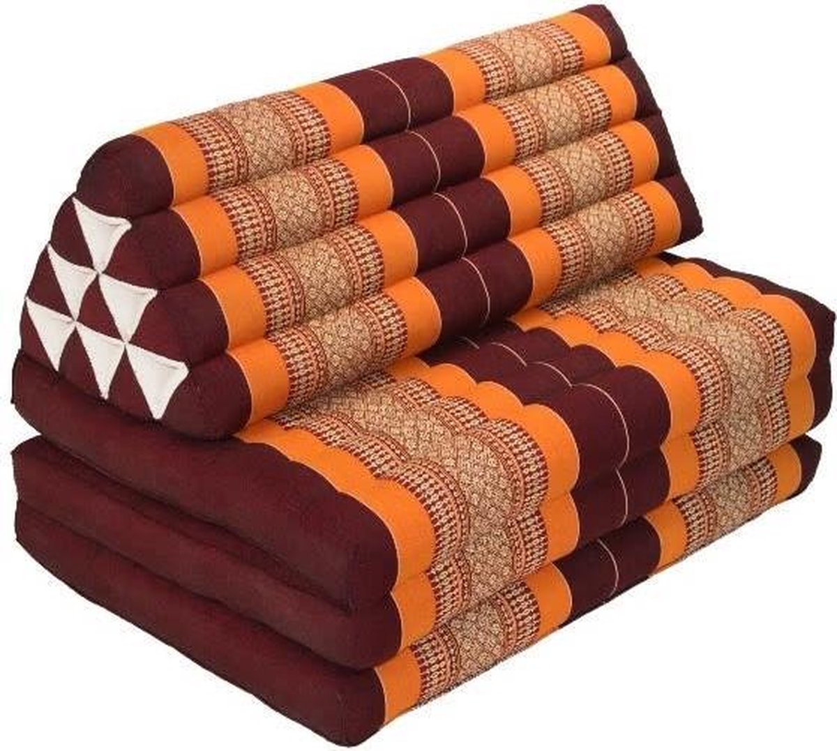 Fine Asianliving Thais Kussen Meditatie Driehoek Vloer Ligmat Yoga Uitklapbaar Kapok 80x190x7cm XXXL Bordeaux Oranje Meditatie Mat Matras