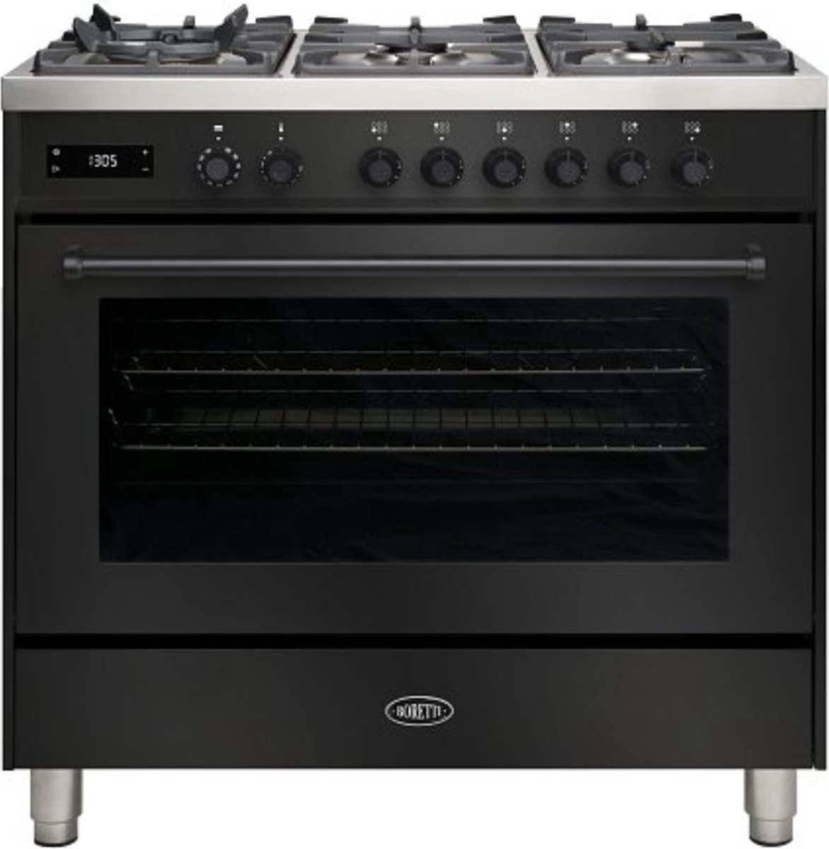 BORETTI MLG96BZW Gasfornuis 90cm, 6 brander, XL-oven 123L, ZW