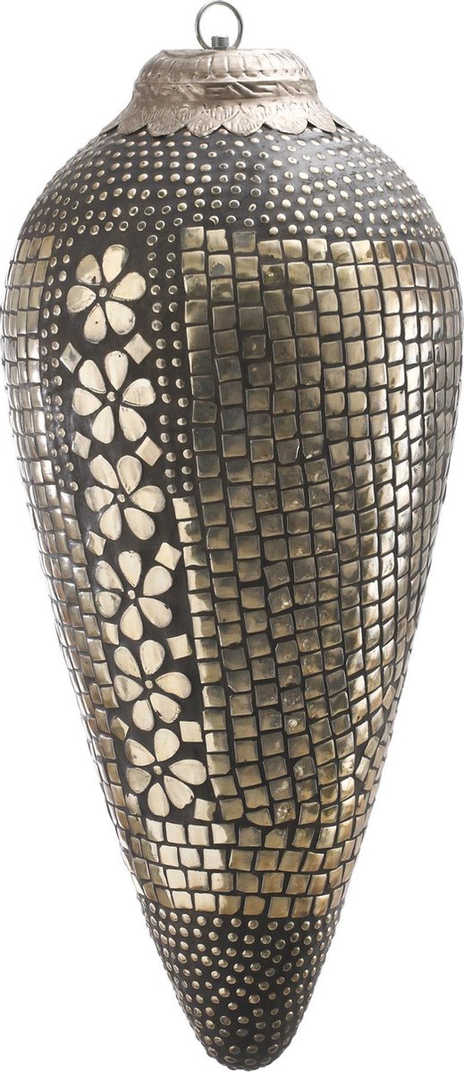 PTMD XXXL KERST Kegel 53 cm - PTMD Christmas mosaic bronze glass hanging cone XXXL