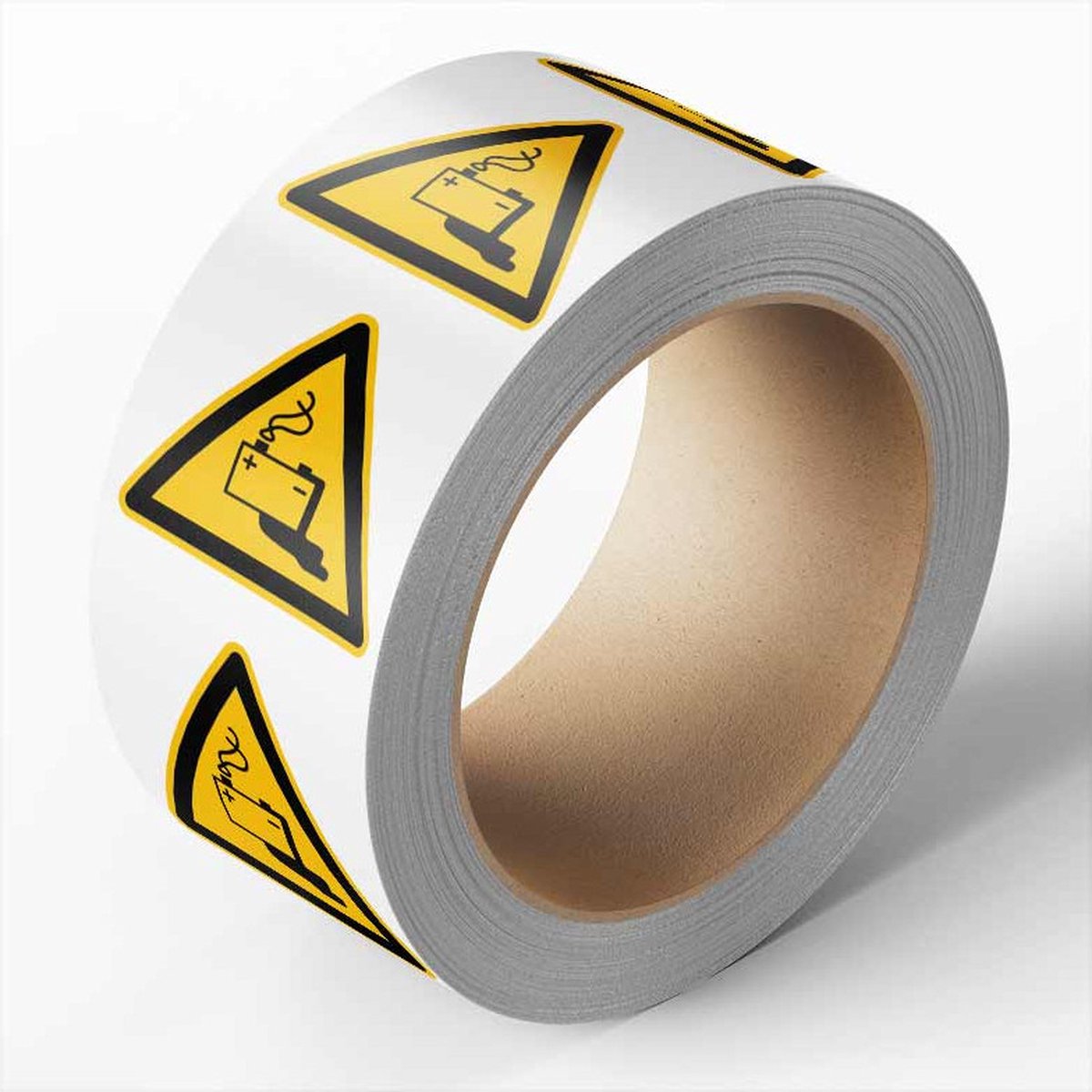 Waarschuwingssticker accu op rol, 25 meter, W026 150 mm - 160 per rol