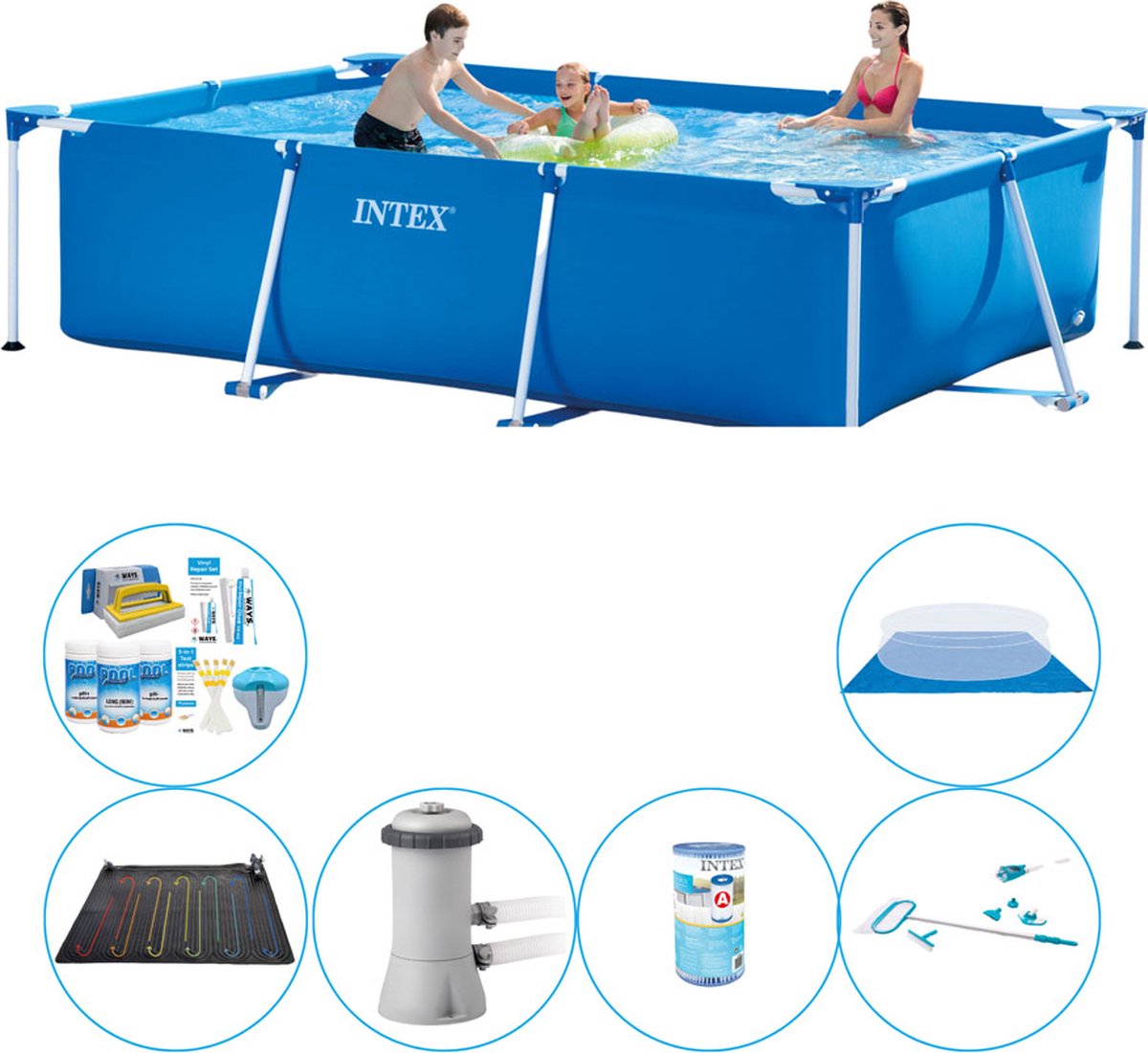 Frame Pool Rechthoekig 300x200x75 cm - 7-delig - Zwembad Set