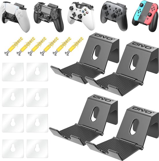 Controller muurbevestiging, headsetbevestiging, universele controllerhouder voor PS3/PS4/PS5/Xbox/Pro-controller, verbeterde verstelbare muurbevestiging voor controller en hoofdtelefoon - 4 stuks