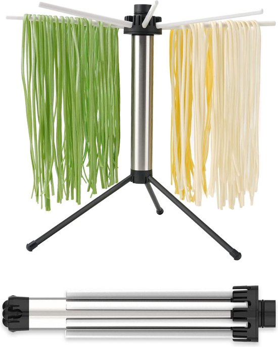 Pasta Dryer for up to 3 kg Pasta, Pasta Dryer, Pasta Dryer, Foldable Stainless Steel, Easy Storage, Quick Assembly, Removable for Easy Cleaning, Rotating Arms