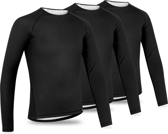 GripGrab - Ride 3PACK Thermal Lange Mouw Winter Fiets Base Layer Ondershirt - Zwart - Unisex - Maat XXL