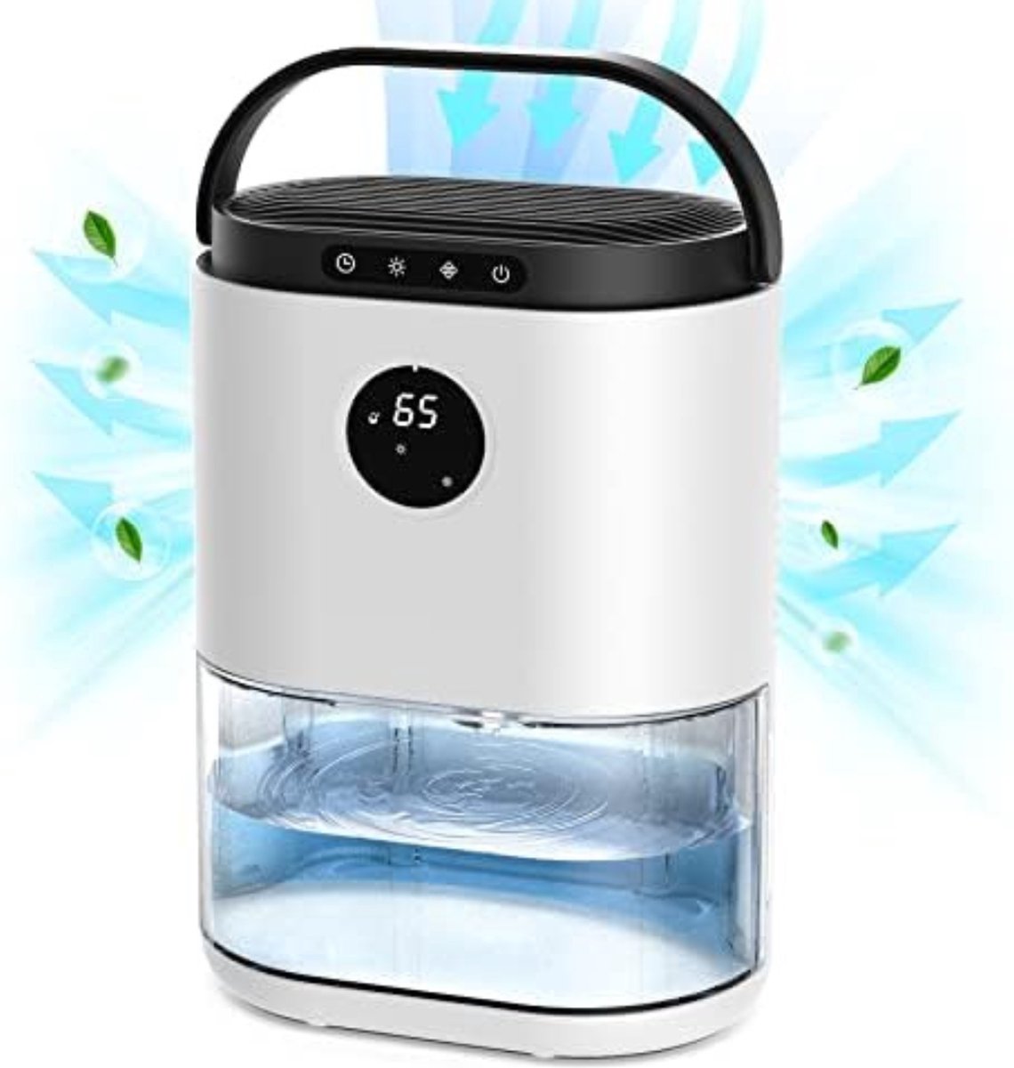 Luchtontvochtiger Slaapkamer - Luchtontvochtiger Badkamer - 2300 ml luchtontvochtiger voor slaapkamer, badkamer, automatische ontdooiing, automatische uitschakeling, 3 modi vochtigheidsregeling - Wit