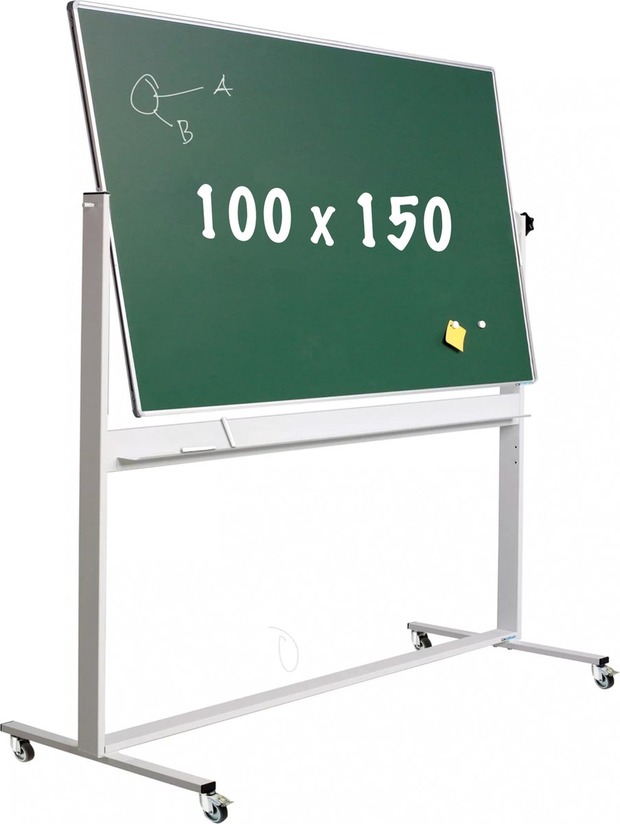 Krijtbord Deluxe - Magnetisch - Dubbelzijdig - Kantelbaar bord - Schoolbord - Eenvoudige montage - Geëmailleerd staal - Groen - 150x100cm